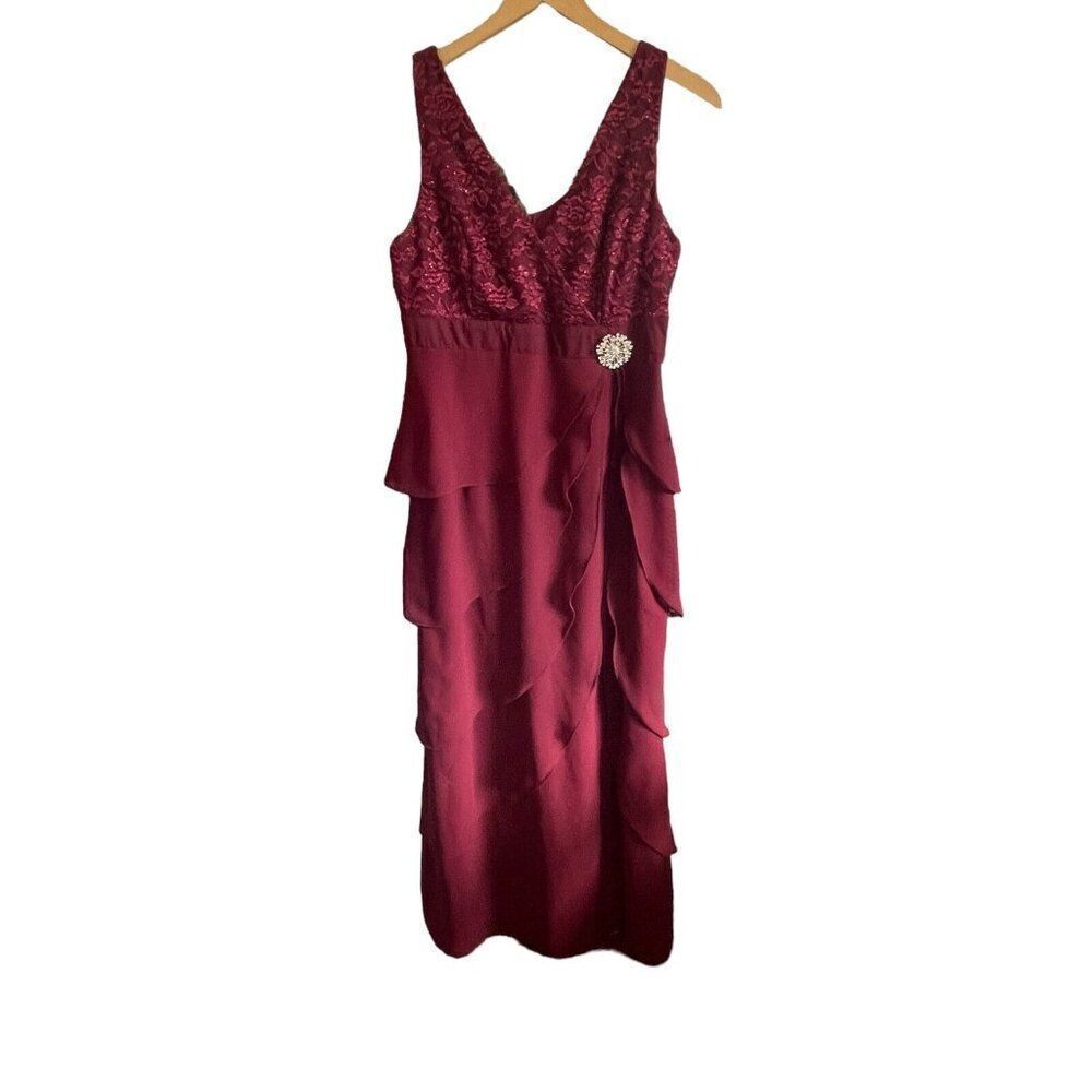 SALLY WIne / Burgundy DRESS with lace jacket SIZE M - Picture 4 of 13